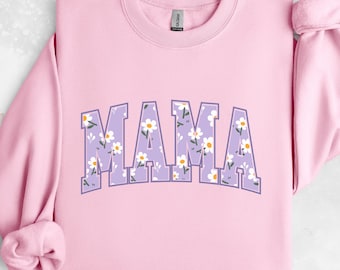 Mama sweater bloemen mama shirt, mama ronde hals, mama sweater, In My Mom Era shirt, zwangerschap onthullen, cadeau mama, cadeau moeder, moeder verjaardagscadeau