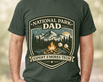 Bluza z nadrukiem "Tata z Parku Narodowego", prezent na Dzień Ojca na świeżym powietrzu, koszulka z odznaką vintage dla taty wędrującego po górach