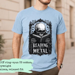 Reading is Metal Shirt, Book Dad Gift, Dark Academia Dad Tee, Funny Reader Father's Day Gift, Gothic Book Lover Shirt for Men