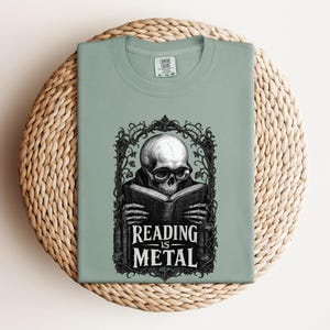 Reading is Metal Shirt, Book Dad Gift, Dark Academia Dad Tee, Funny Reader Father's Day Gift, Gothic Book Lover Shirt for Men