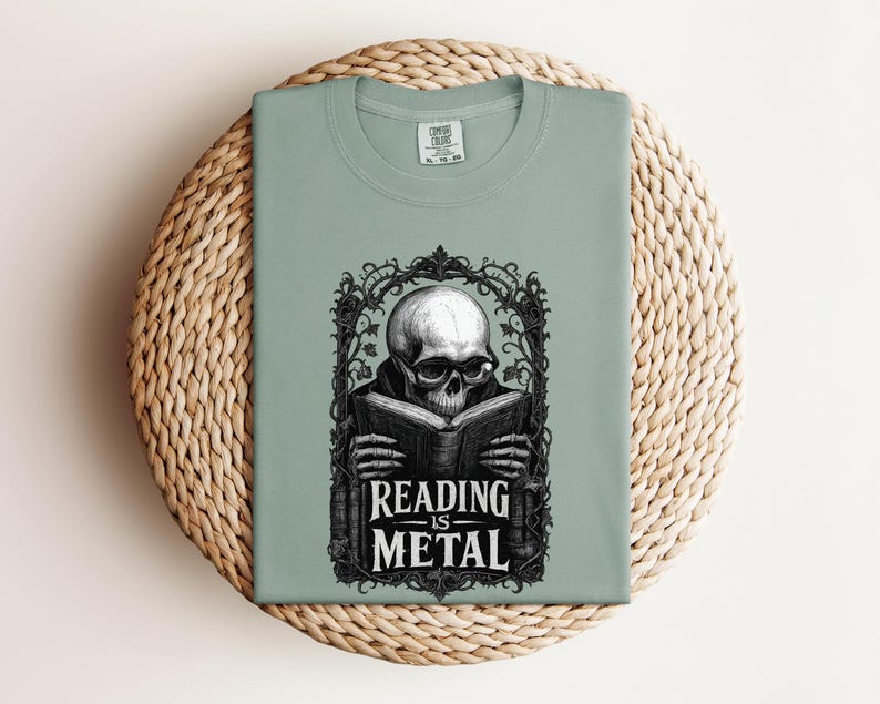 Reading is Metal Shirt, Book Dad Gift, Dark Academia Dad Tee, Funny Reader Father's Day Gift, Gothic Book Lover Shirt for Men