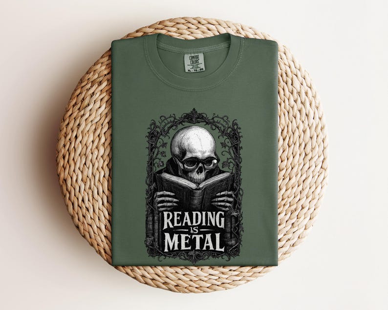 Reading is Metal Shirt, Book Dad Gift, Dark Academia Dad Tee, Funny Reader Father's Day Gift, Gothic Book Lover Shirt for Men
