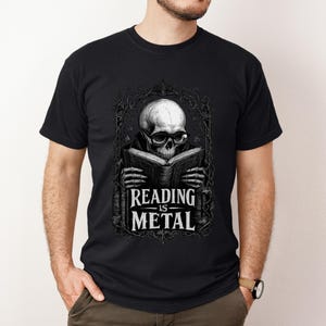 Reading is Metal Shirt, Book Dad Gift, Dark Academia Dad Tee, Funny Reader Father's Day Gift, Gothic Book Lover Shirt for Men