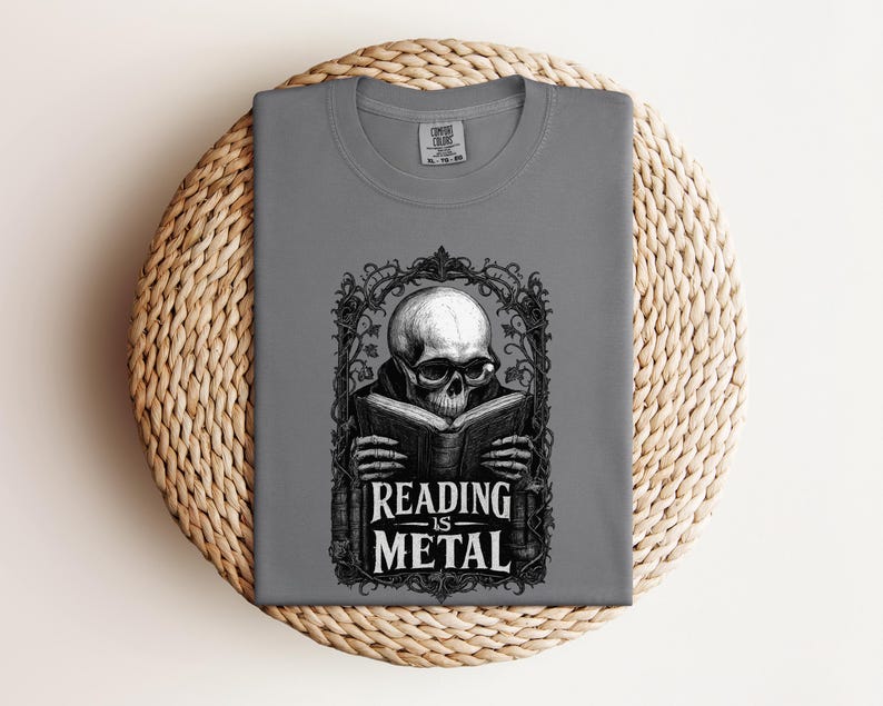 Reading is Metal Shirt, Book Dad Gift, Dark Academia Dad Tee, Funny Reader Father's Day Gift, Gothic Book Lover Shirt for Men