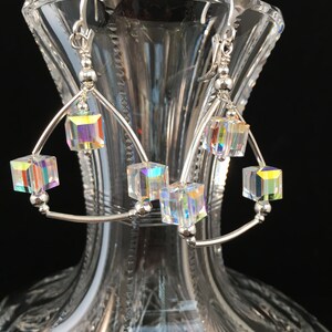 Elegant Swarovski Crystal and Silver dangle earrings