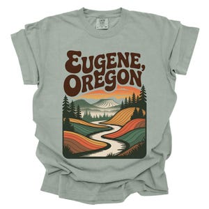 Eugene Oregon Comfort Colors 1717 Shirt, Vintage Retro PNW Tee, UO Ducks T-Shirt, Nature Travel College Top, Gift for Him, Her, Mom, Dad