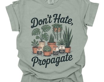 Camiseta de colores cómodos para amantes de las plantas, ideal para jardineros, madres de plantas y amantes de la naturaleza. Regalo botánico para interiores, ideal para ella o para él. Camiseta de jardinería con hojas.