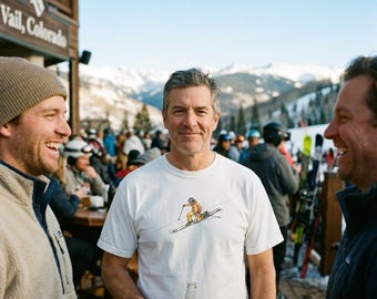 Telemark Skiing Graphic Tee | Telemark Skier Hand-Drawn Illustration T-Shirt