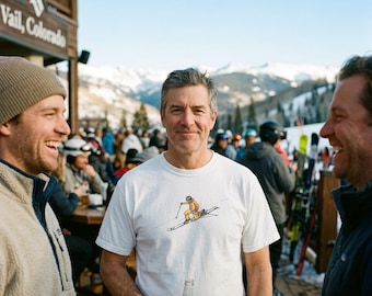 Telemark Skiing Graphic Tee | Telemark Skier Hand-Drawn Illustration T-Shirt