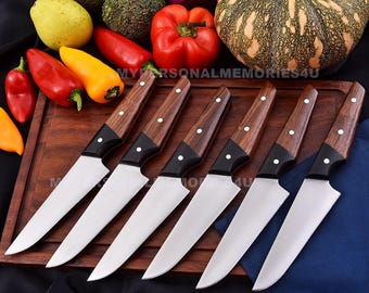 Steak Knives Set Custom Handmade Steak Blades Unique Wood Handles Bbq Steak Knives Birthday Gifts Corporate Anniversary  Independence Day
