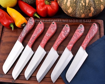 Steak  Knives Set 6 Pcs Custom Handmade BBQ Steak knives  Birthday Gifts BBQ Accessories Table Knives Anniversary gifts Independence Day