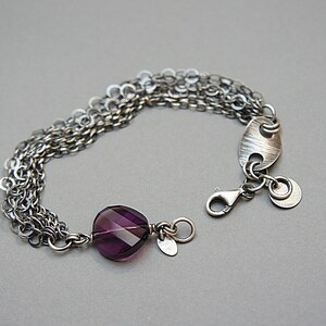 Bracelet oxidized sterling silver 925, handmade jewelry, bracelet raw, silver bracelet, chains, chain bracelet image 3