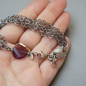 Bracelet oxidized sterling silver 925, handmade jewelry, bracelet raw, silver bracelet, chains, chain bracelet image 5