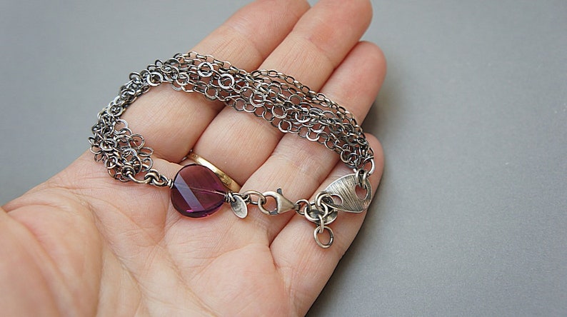 Bracelet oxidized sterling silver 925, handmade jewelry, bracelet raw, silver bracelet, chains, chain bracelet image 5