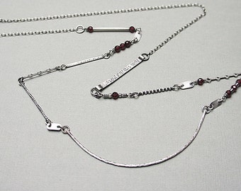 Ketting - geoxideerd sterling zilver 925, handgemaakte sieraden, ketting, lange ketting, zilver, modern, rauw