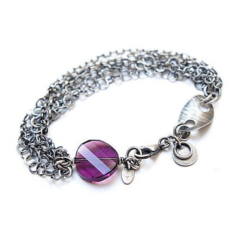 Bracelet oxidized sterling silver 925, handmade jewelry, bracelet raw, silver bracelet, chains, chain bracelet image 1
