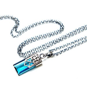 Necklace oxidized sterling silver 925 and blue quartz, necklace with natural stones, handmade jewelry, blue necklace, rectangular, chain zdjęcie 1