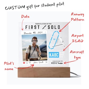 First Solo Flight Acrylic Plaque: Pilot Milestone Gift
