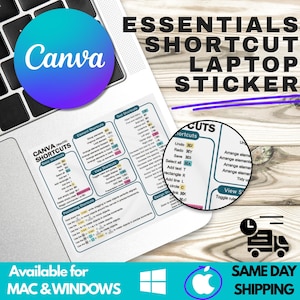 Adesivo Canva Shortcut / Decalcomania per laptop Mac e Windows, spedizione il giorno successivo