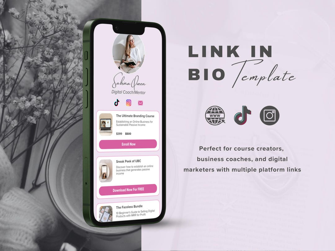 Link in Bio Website Template Editable IG Bio Link Social Media Template ...