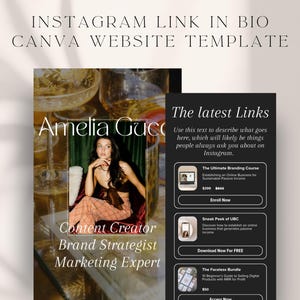 Link in bio Template Canva Editable Stan Store Bio Link IG Linktree Template Social Media Links Tiktok DIY Luxury Website Landing Page