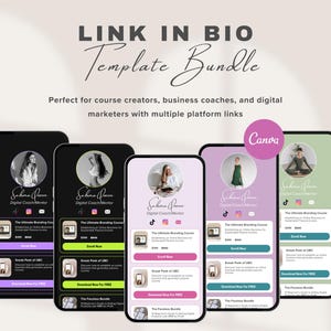 Canva Link in Bio Template Bundle: Coach & Course Creator Website (Digital Download)