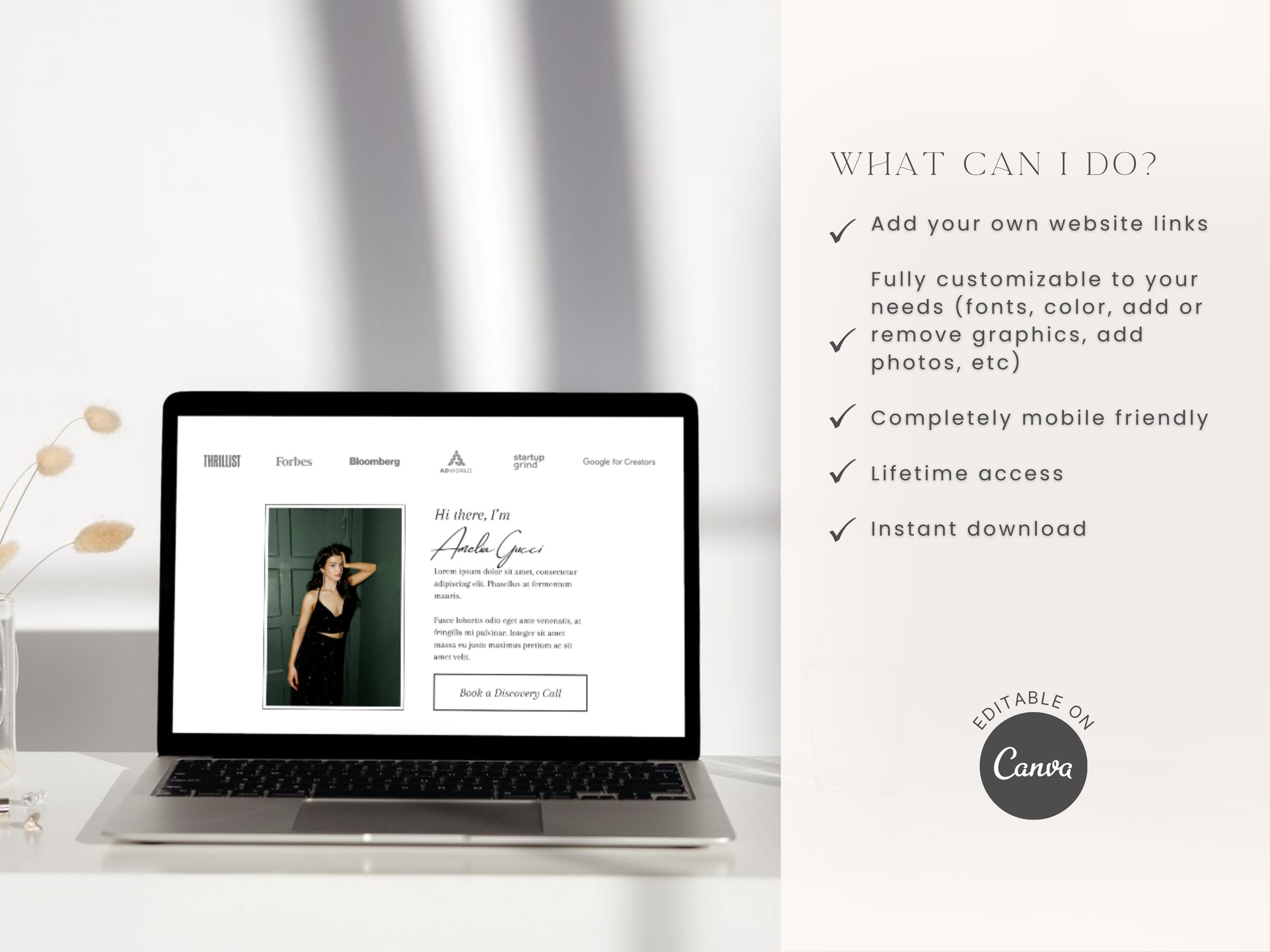 Instagram Link in Bio Template Canva Website for Social Media Managers ...