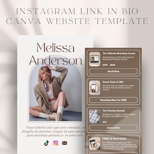 Canva Link in Bio Template: Luxury Website Template, Minimalist Landing Page