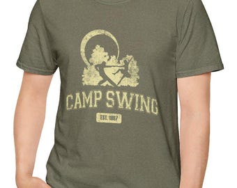 Camp Swing Unisex Softstyle T-Shirt - Vintage Camp Vibe, Perfect for Dancers, West Coast Swing Tee, Lindy Hop shirt