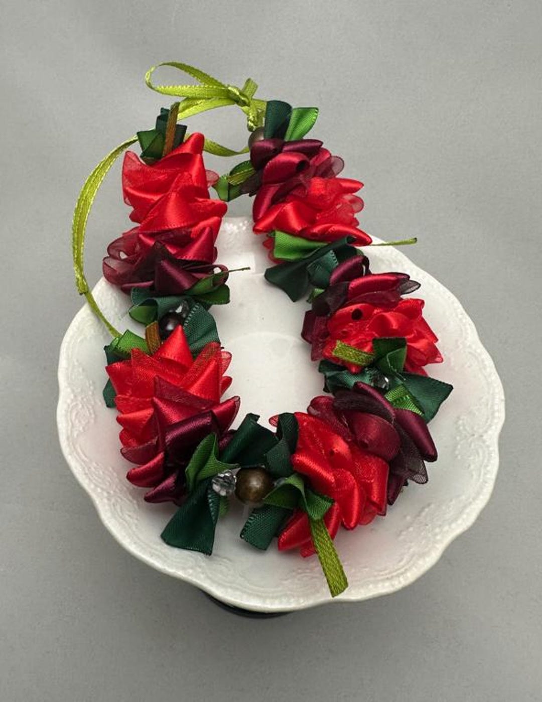 Doll Red Ribbon Lei | Flower Necklace | Hawaiian Doll Accessory for ...