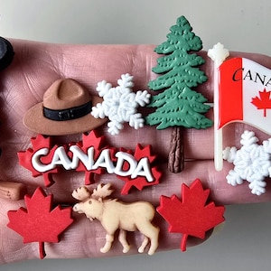 Artisanat de boutons Drapeau du CANADA Orignal Feuille d'érable Bâton de hockey Flocon de neige Arbre à feuilles persistantes Couture Tricot Fabrication de cartes Journal Habillage