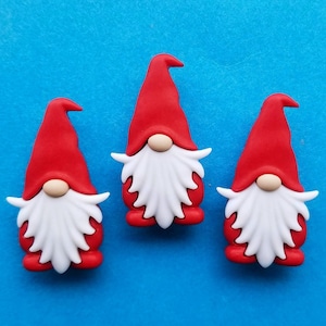 Craft Buttons SANTA GNOME Father Christmas Claus Sewing Jewellery Card Making Supplies Garden Wizard Beard Hat Red