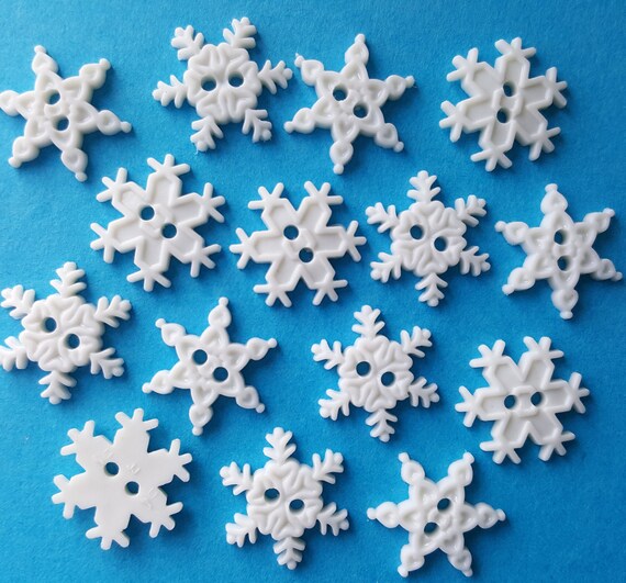 WHITE POINSETTIAS Craft Buttons 1ST CLASS POST Flower Winter Christmas Novelty