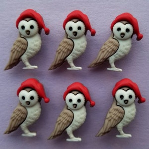 Dress It Up Craft Buttons WOODLAND OWL Bird Bedtime Christmas Santa Hat Couture Card Making Crafts