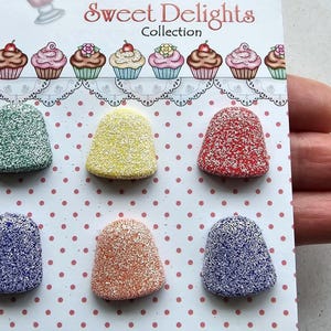 Craft Buttons GLITTER GUMDROPS Christmas Candy Sweet Shop Sewing Knitting Card Making Jelly Sweeties Imitation Food Crafting