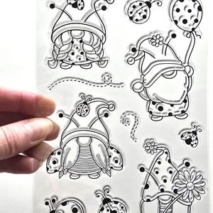 Tampons transparents coccinelle nain coccinelle gonk nain estampage caoutchouc Scrapbooking fabrication de cartes pois insectes artisanat tenue d'un journal