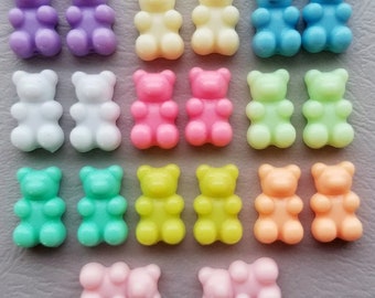 20 x Opaque Acrylic Beads GUMMY BEARS Teddy Sweets Jewellery Making Crafts 18mm