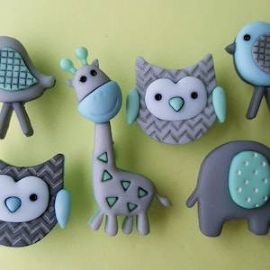 Craft Buttons JUNGLE BABY Elephant Giraffe Bird Owl Boy Animals Dress It Up Sewing Card Making