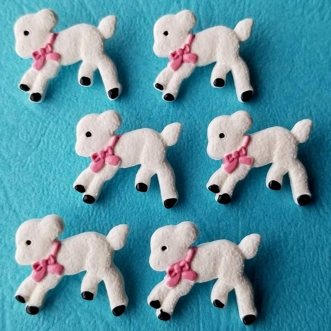 Craft Buttons LITTLE LAMB Baby Sheep Easter Spring Farm Bow Etsy