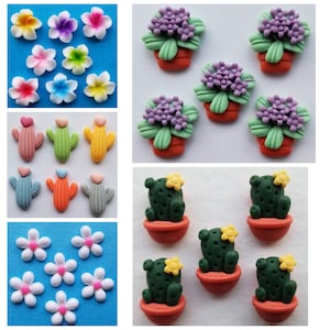 Dos plat en résine PLANTES À FLEURS Cactus Hibiscus Marguerite blanche Cabochons artisanaux Fabrication de bijoux en carton Embellissements à dos plat Cactus Cache-pot