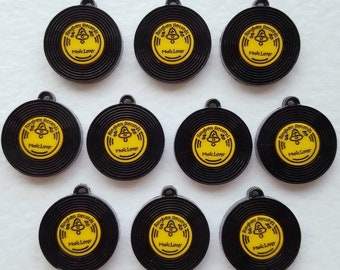Craft Charms Yellow Black RECORDS LP Rock Music Lover Pop Retro Kitsch Nostalgic