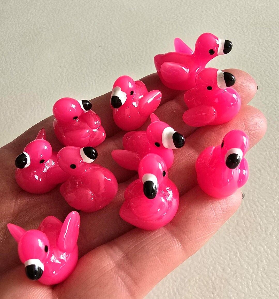 Mini Flamingo 10 Miniature Resin PINK FLAMINGO - Tiny Flamingos, Mini Bird Decoration ...