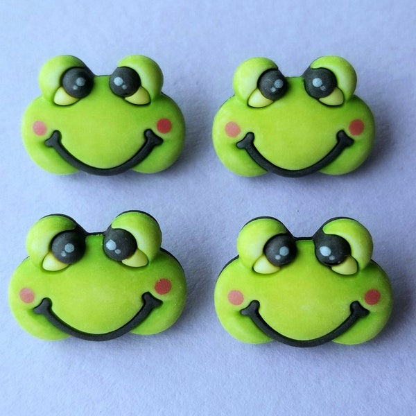 Craft Buttons FROGGY THE FROG Green Animal Toad Garden Happy Face BaZooples Galore Sewing Jewellery Card Making