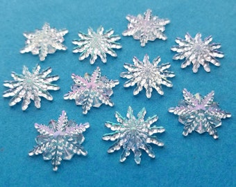 Clear Iridescent Plastic Cabochons CRYSTAL SNOWFLAKES Christmas Dress It Up Craft Embellishments Card Making
