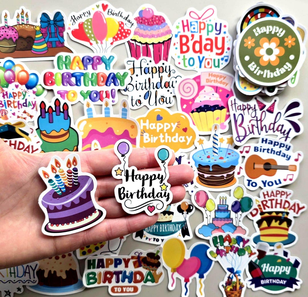 50 X Stickers HAPPY BIRTHDAY Card Making Invitations Scrapbooking Party ...