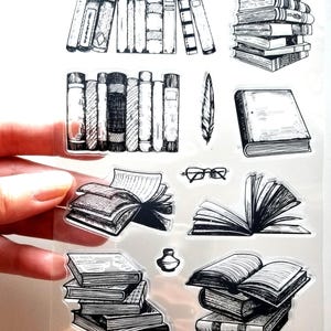 クリアスタンプ 世界読書デー ゴムスタンプ カード作り スクラップブッキング 作家 読書 図書館 作家 読書 読書家 ジャーナル ジャーナリング