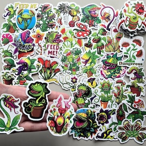50 x Stickers PVC HORROR PLANT Fleur Venus Flytrap Dents Feed Me Carnivore Carterie Scrapbooking Journalisation