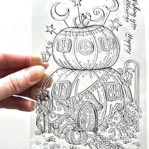 Tampons transparents CITROUILLE Halloween estampage en caoutchouc Scrapbooking fabrication de cartes automne automne fantaisie fée tenue d'un journal pour la maison
