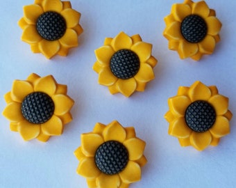 Craft Buttons 3D SUNFLOWERS Flowers Autumn Fall Sun Yellow Novelty Sewing Knitting Card Making