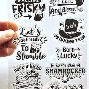 Tampons transparents FUNNY IRISH SENTIMENTS La Saint-Patrick Mots humoristiques Estampage en caoutchouc Fabrication de cartes Le whisky me donne de la fraîcheur dans les pubs